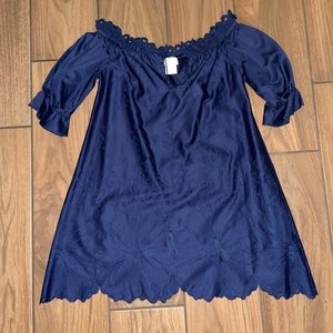 FOXIEDOX Navy Blue Embroidered Dress